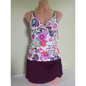 Anne Cole Fleetwood underwire tankini and skirtini two piece set 34B/32C S